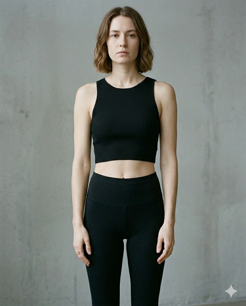 Women's Contour Crop Tank Top and Tights Black